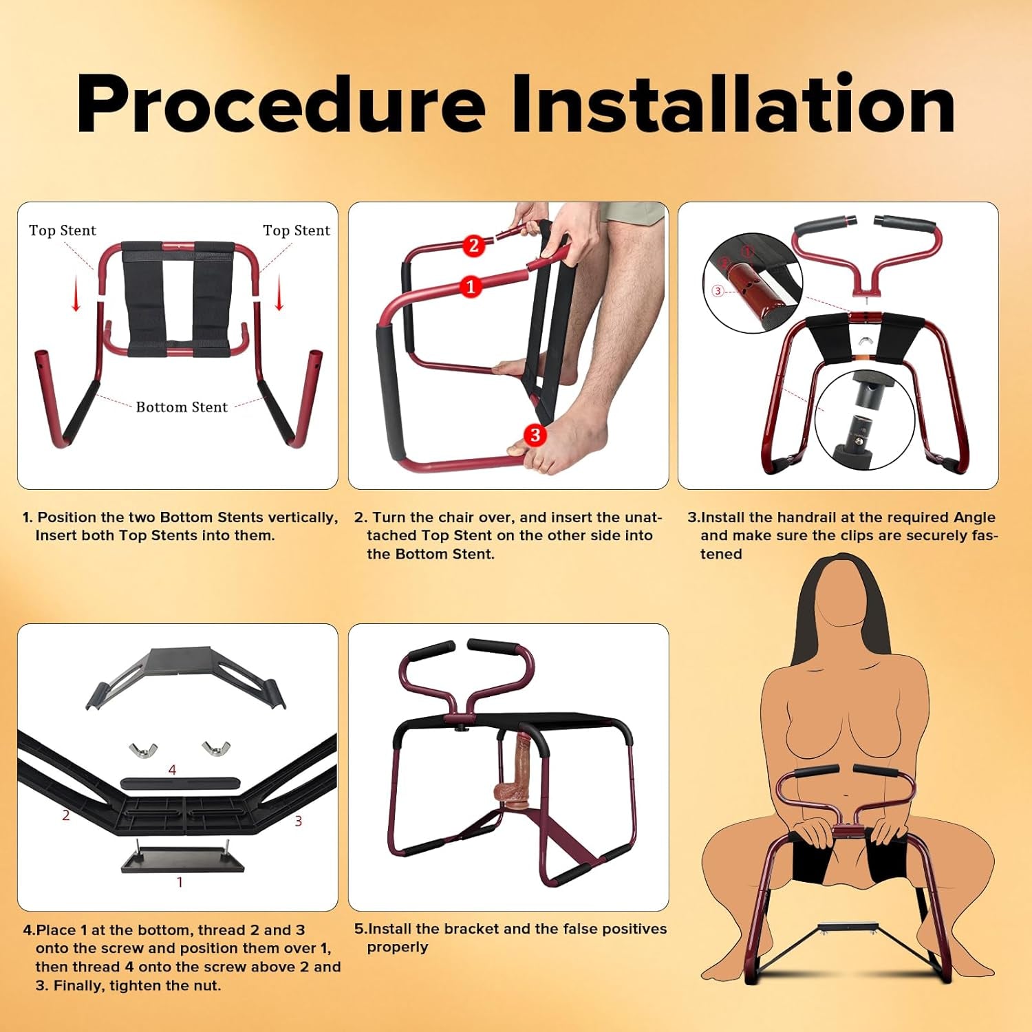 AeroBounce Adjustable Sex Chair with Dildo Mount