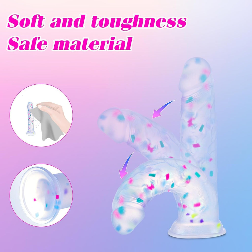 ConfettiLite 6” Slim Silicone Dildo Beginner Suction Cup