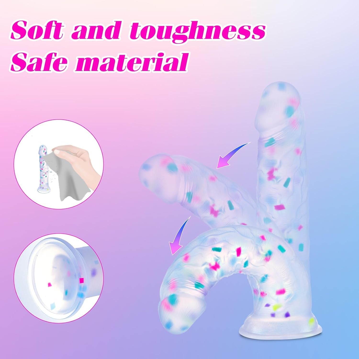 ConfettiLite 6” Slim Silicone Dildo Beginner Suction Cup