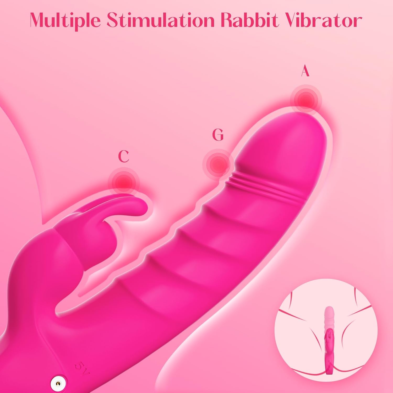 RoseVanta Thrusting Rabbit Vibrator 7 Modes 3 Motor Waterproof