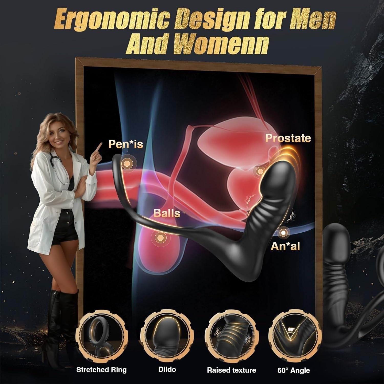 HeatCore Heating Prostate Massager Cock Ring 9 Modes Remote