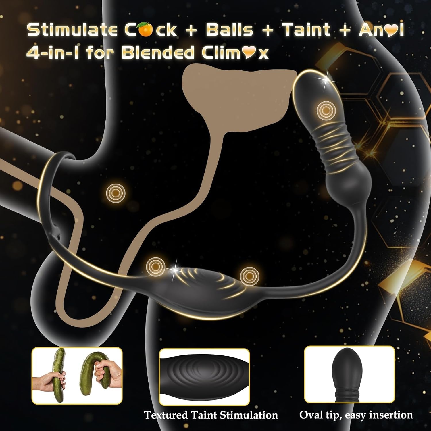 QuadThrust Thrusting Prostate Massager Cock Ring App Remote 9 Modes