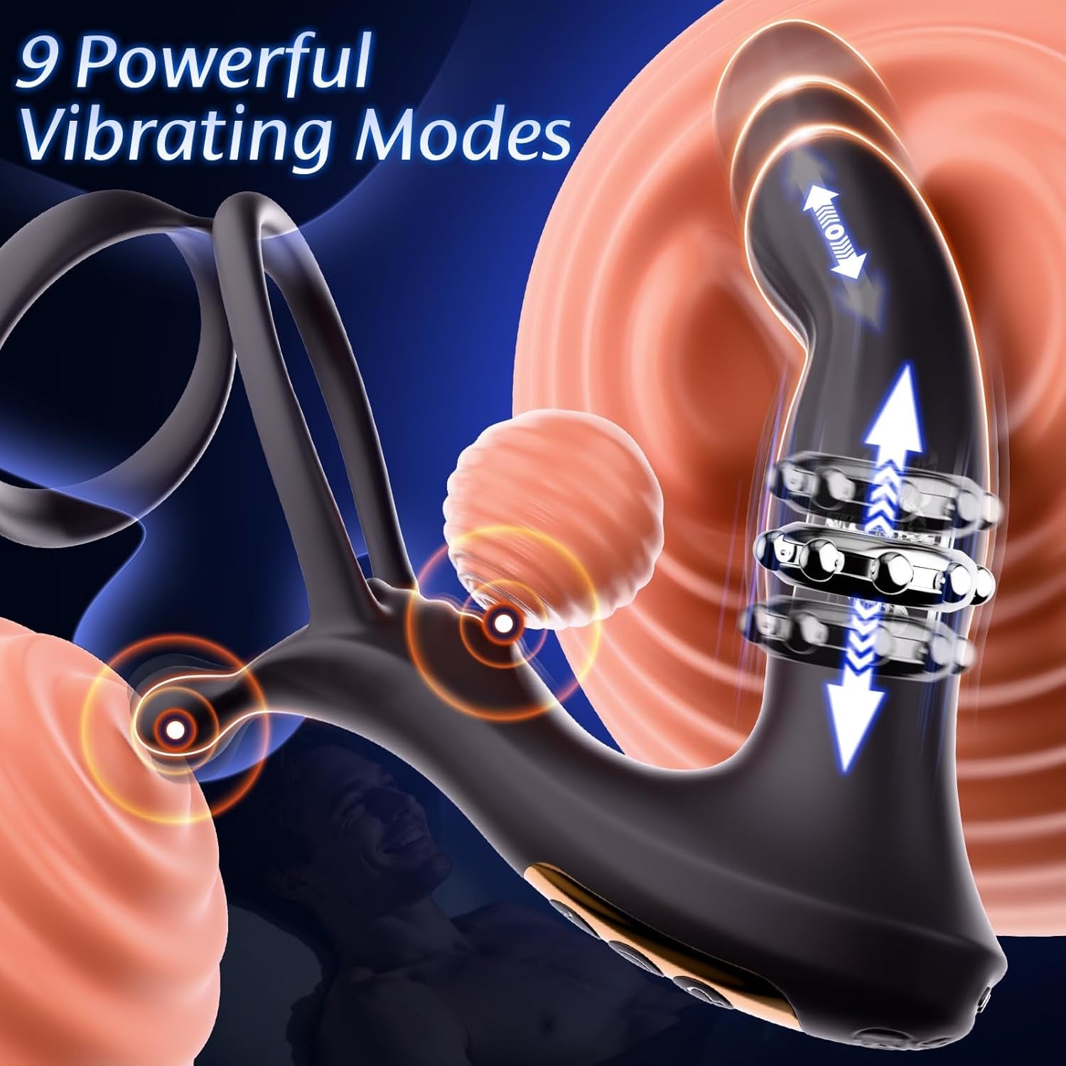 CoreSlide Prostate Massager Cock Ring 9 Modes Thrusting