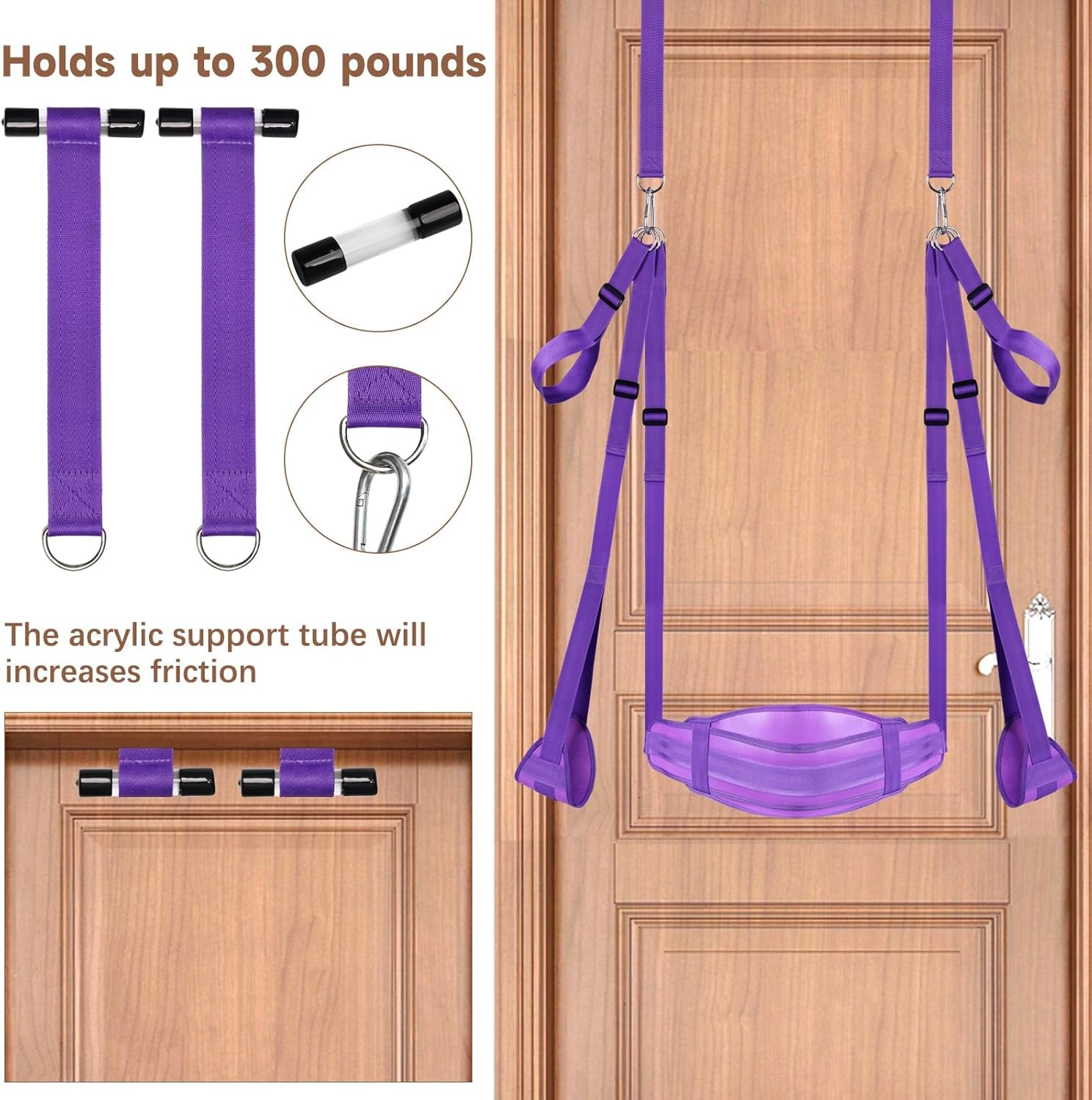 VelouraX Door Sex Swing with Seat & Restraints (Purple)