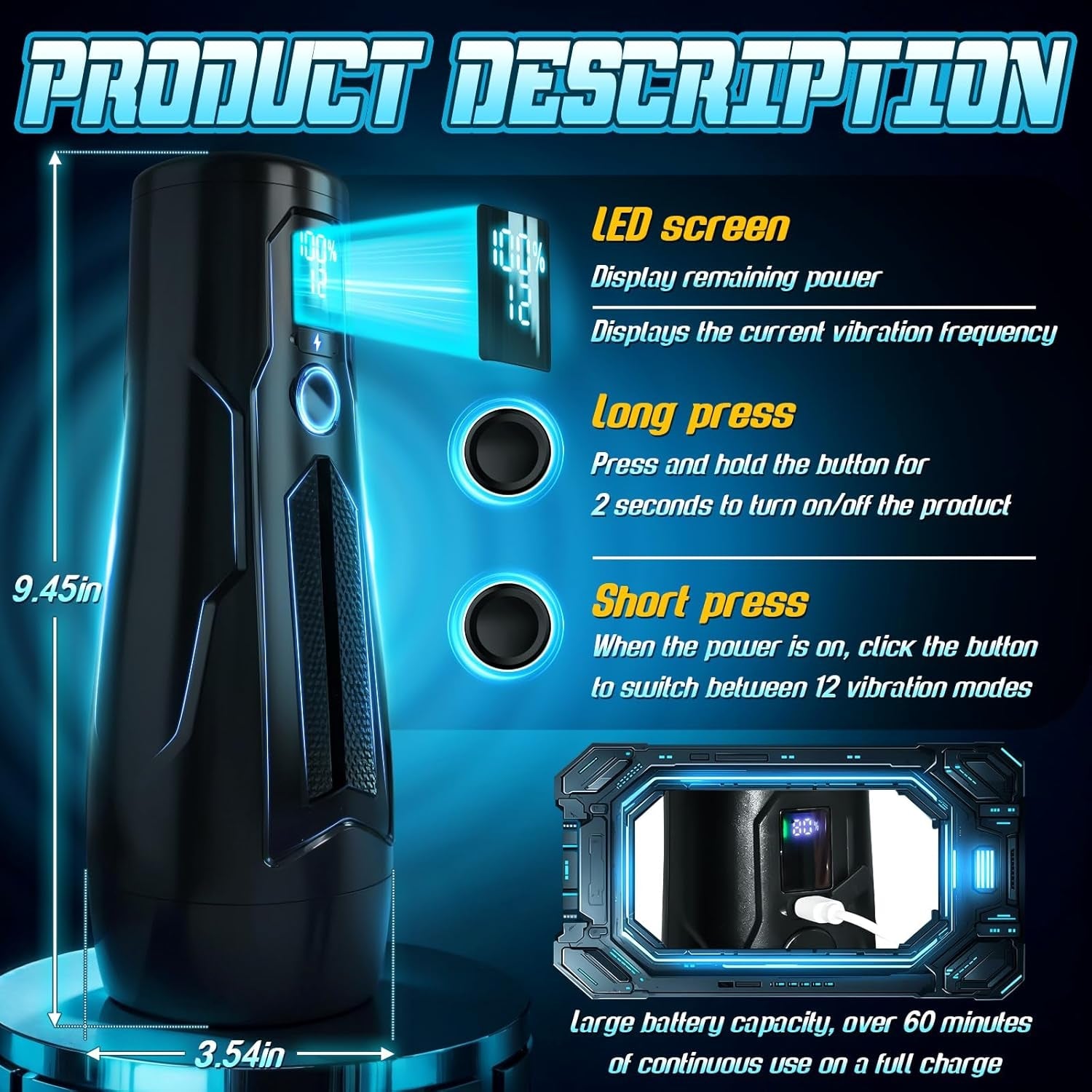 VortexVault Realistic Pocket Pussy 12 Mode Vibrating Stroker
