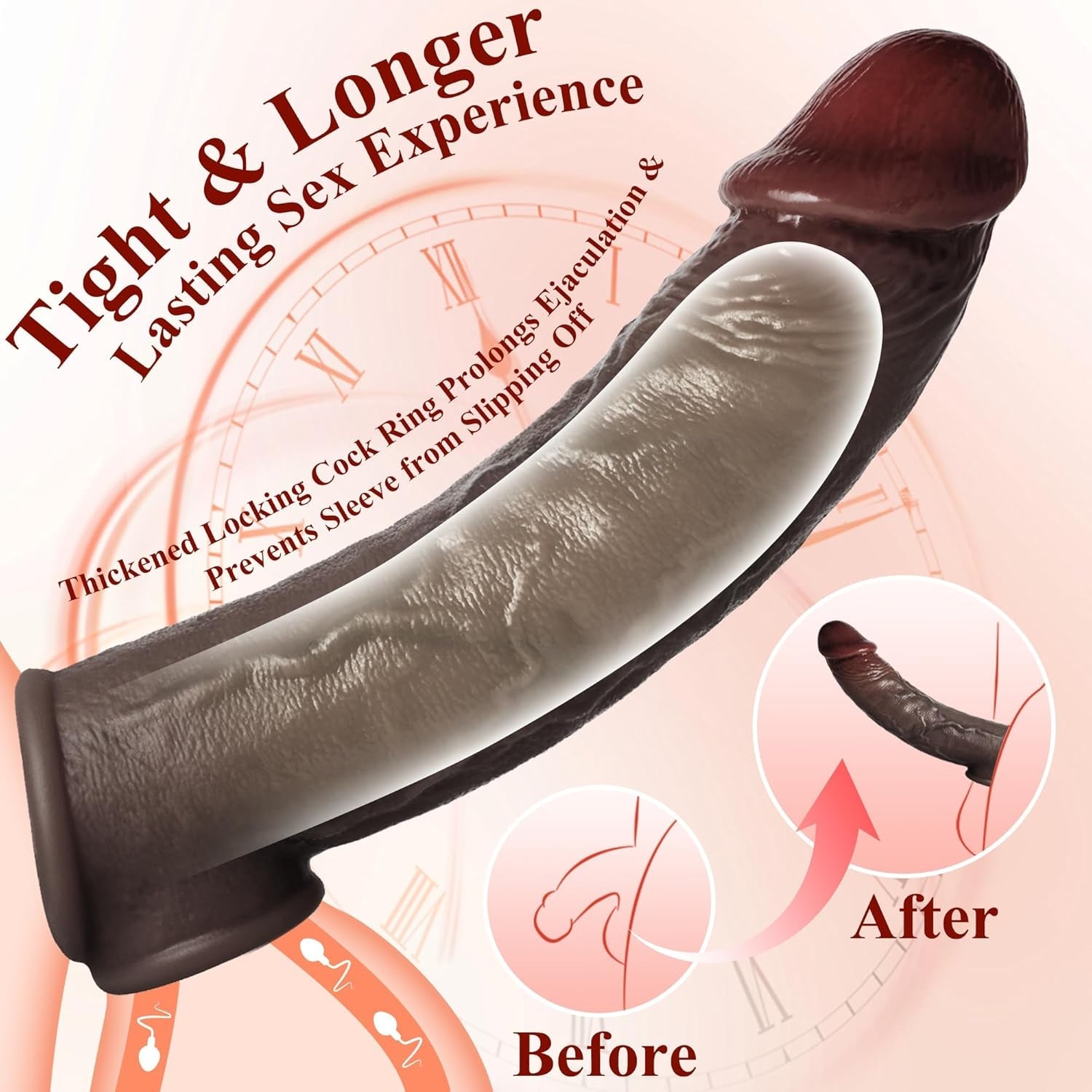 RealSkin Realistic Penis Sleeve 8.3” Silicone Extender Ring