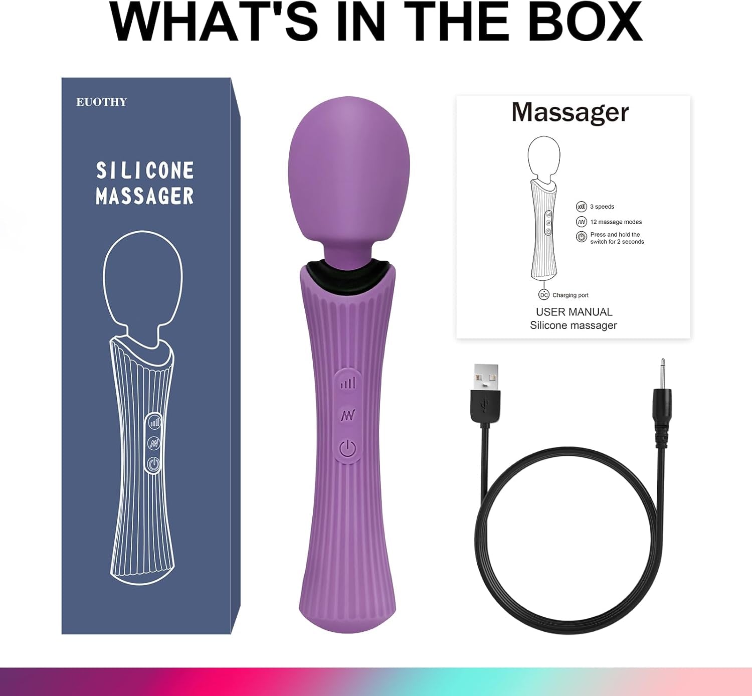 VeloraPulse Rechargeable Wand Vibrator 12 Modes Waterproof