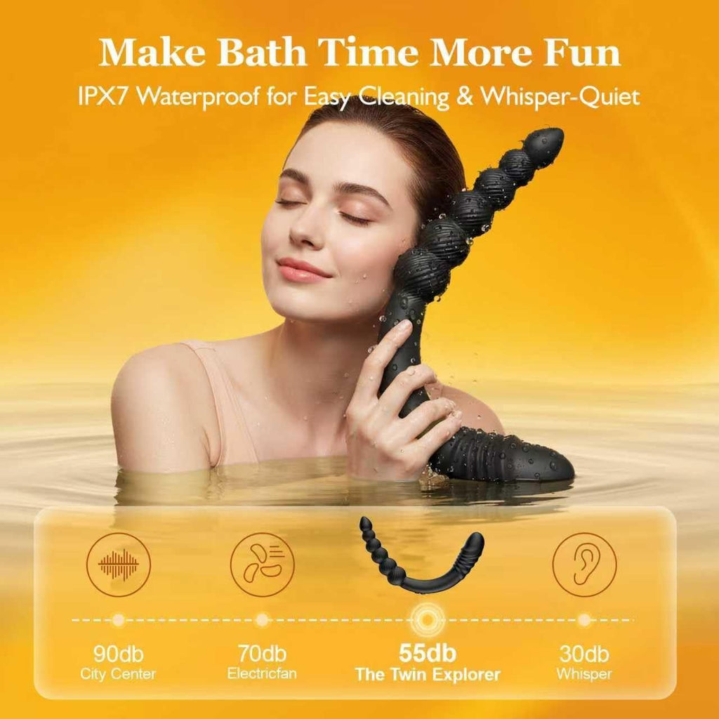 TwinPulseX Thrusting Dildo & Anal Beads Dual-Ended Vibrator