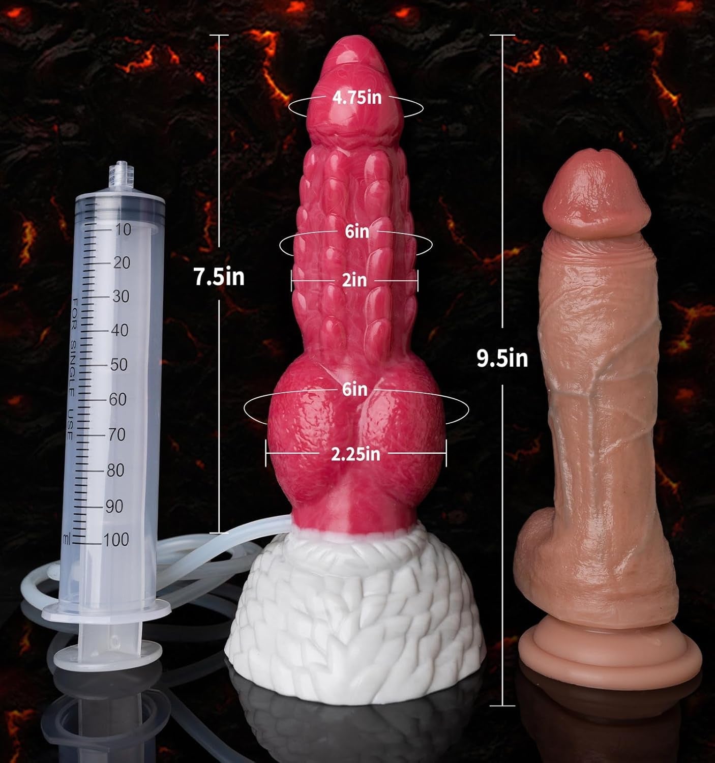 KnotJet 9.5” Squirting Knot Dildo Silicone Suction Cup