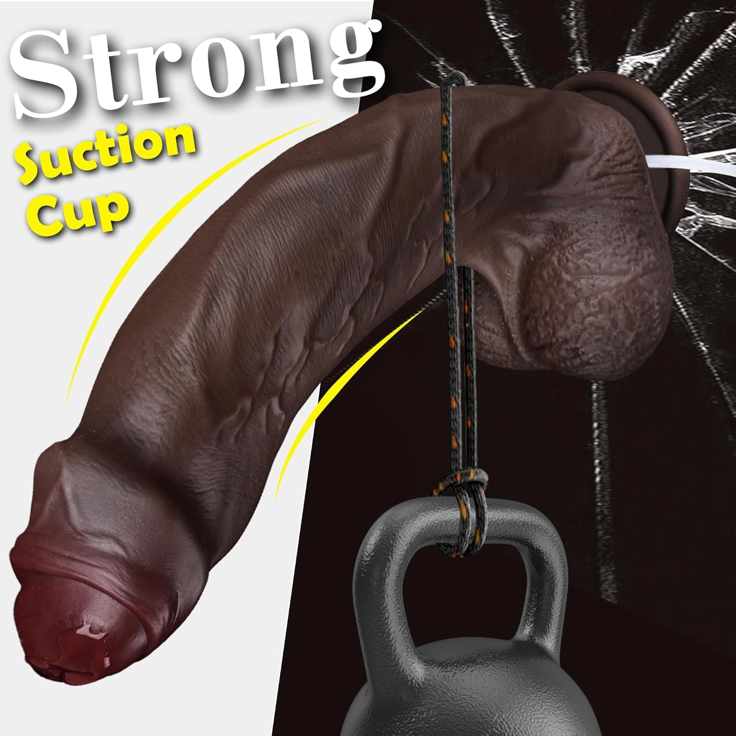 ObsidianCoreX 9.6” Squirting Ebony Dildo Dual Density Suction