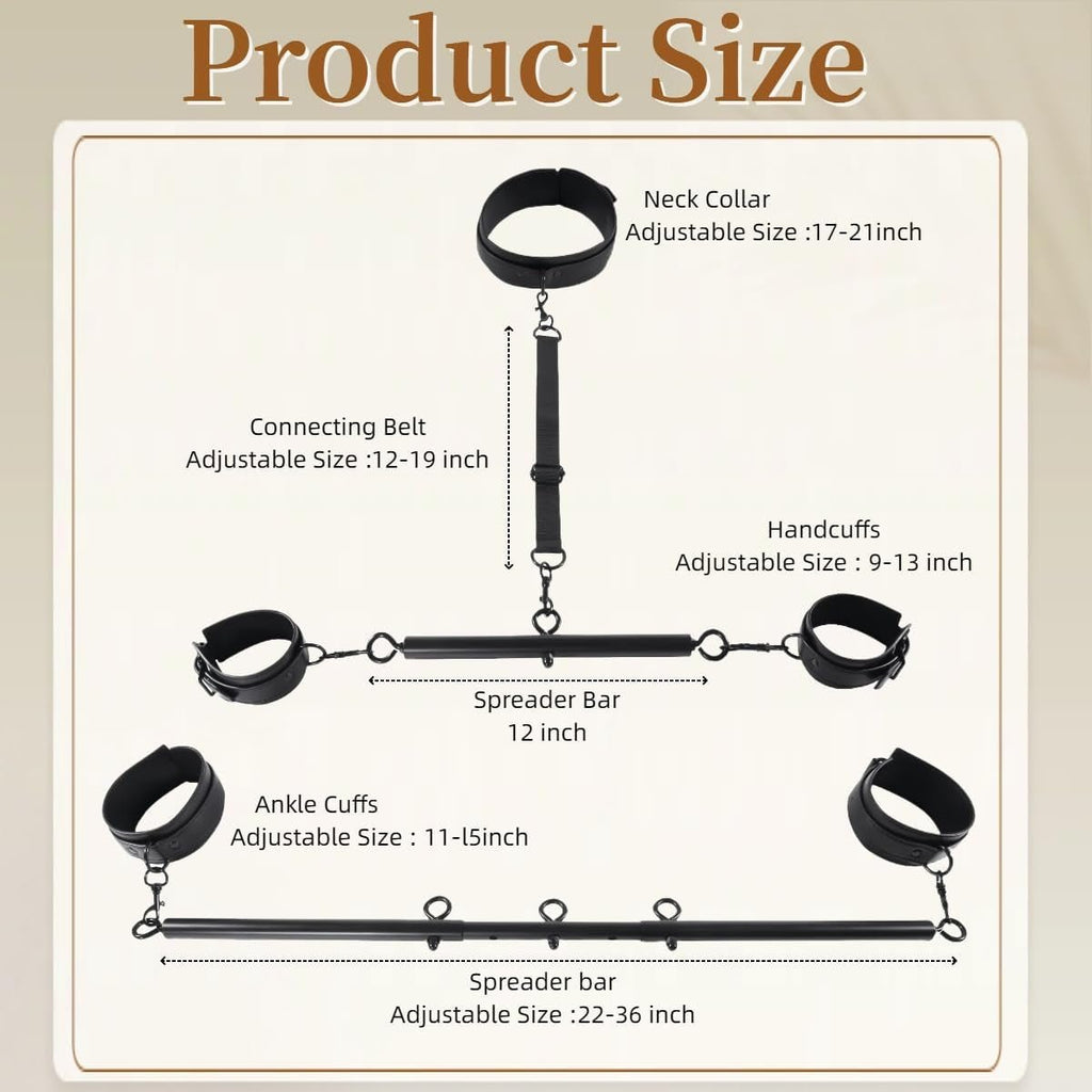 SteelLeather PU Leather Spreader Bar BDSM Kit