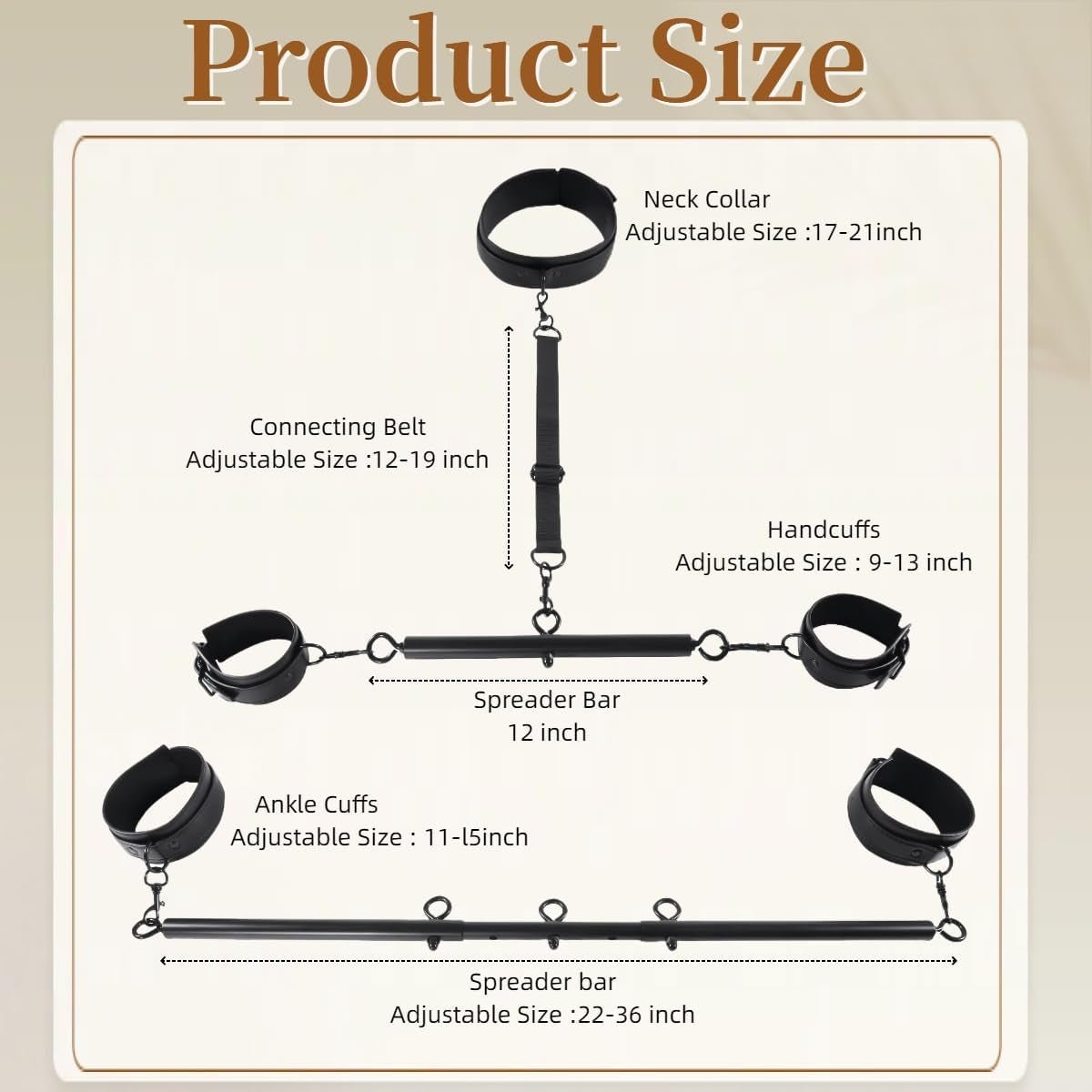 SteelLeather PU Leather Spreader Bar BDSM Kit