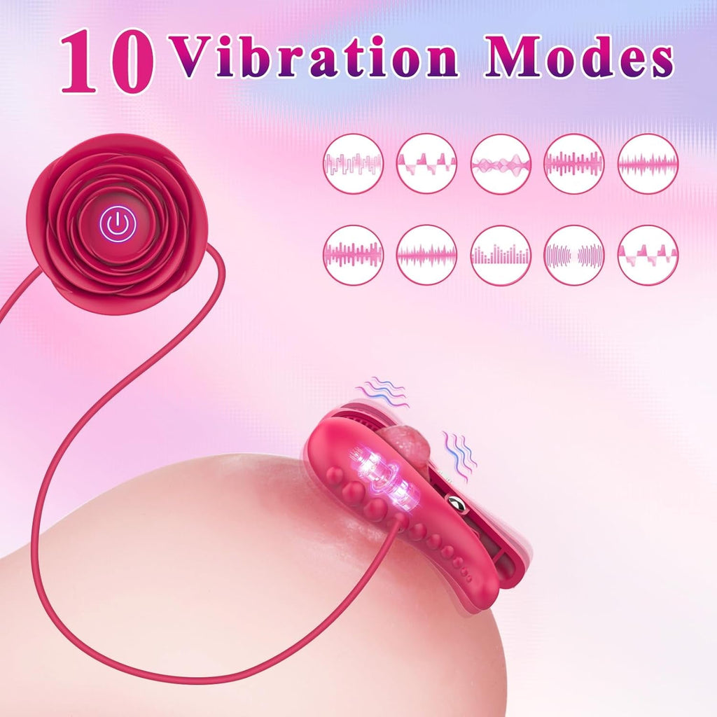 ScarletChain BDSM Nipple Clamp Choker Vibrator 10 Modes