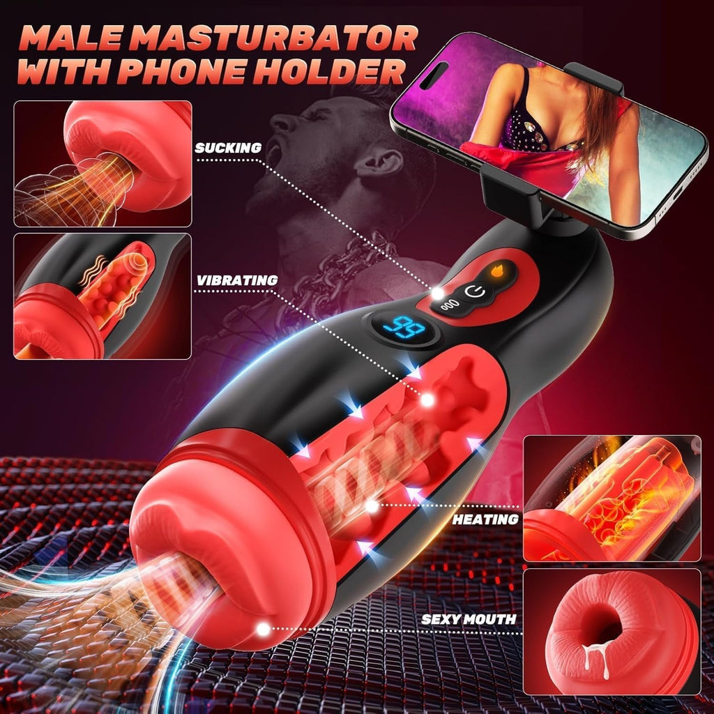 DockSync APP Male Suction Masturbator with Heating & Phone Holder