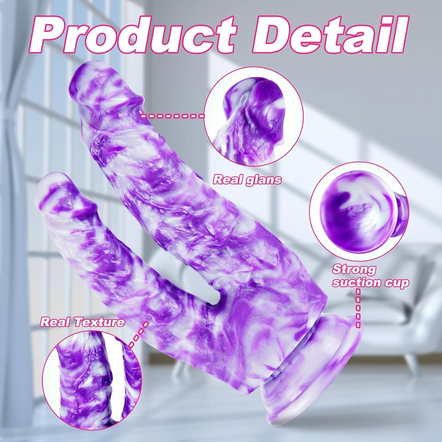 DualNovaX 8” Double-Ended Dildo Suction Cup Silicone Toy