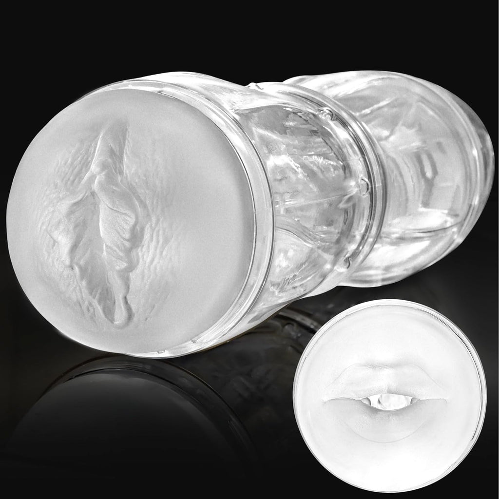 CrystalView Clear Dual Entry Pocket Pussy 9.5" Male Stroker