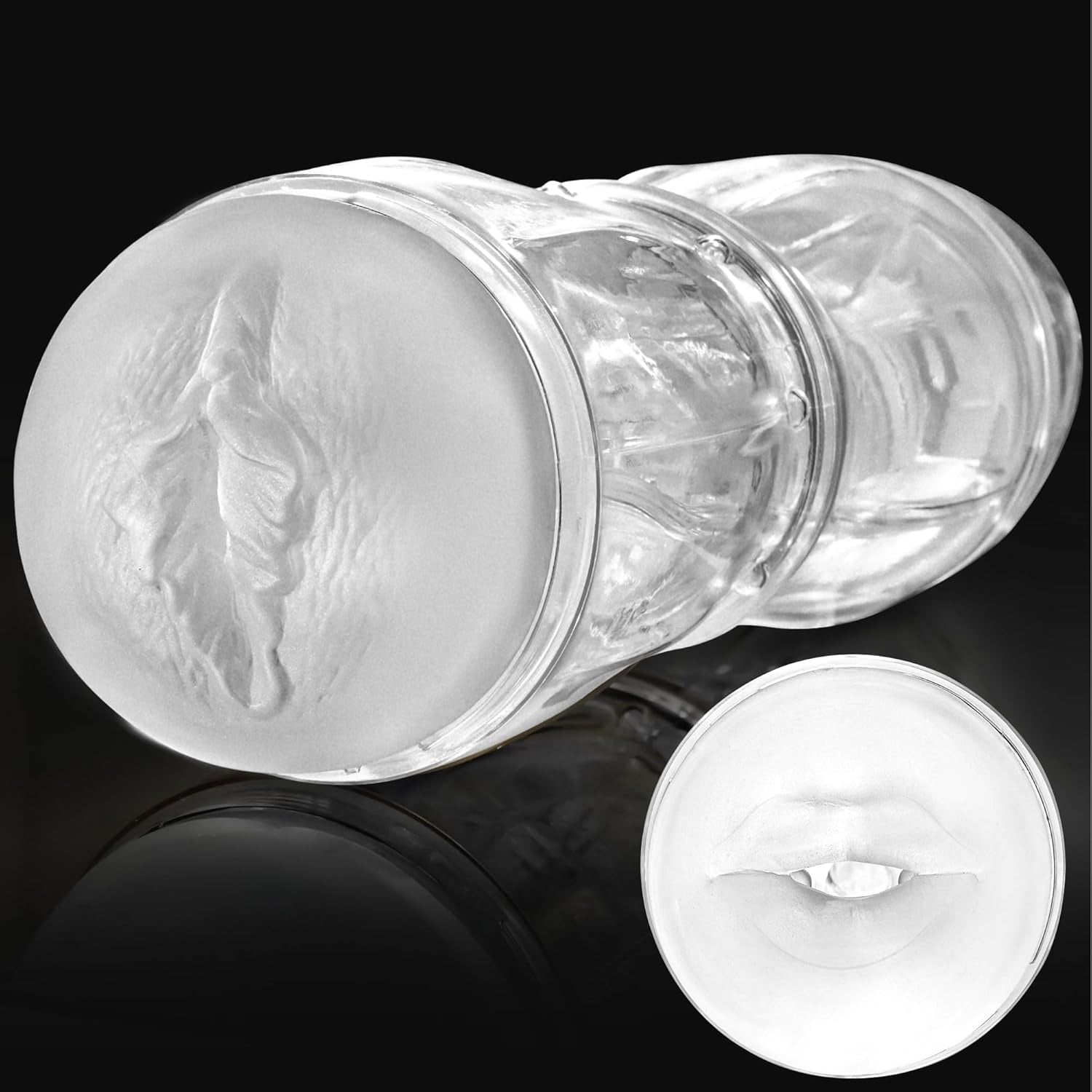 CrystalView Clear Dual Entry Pocket Pussy 9.5" Male Stroker
