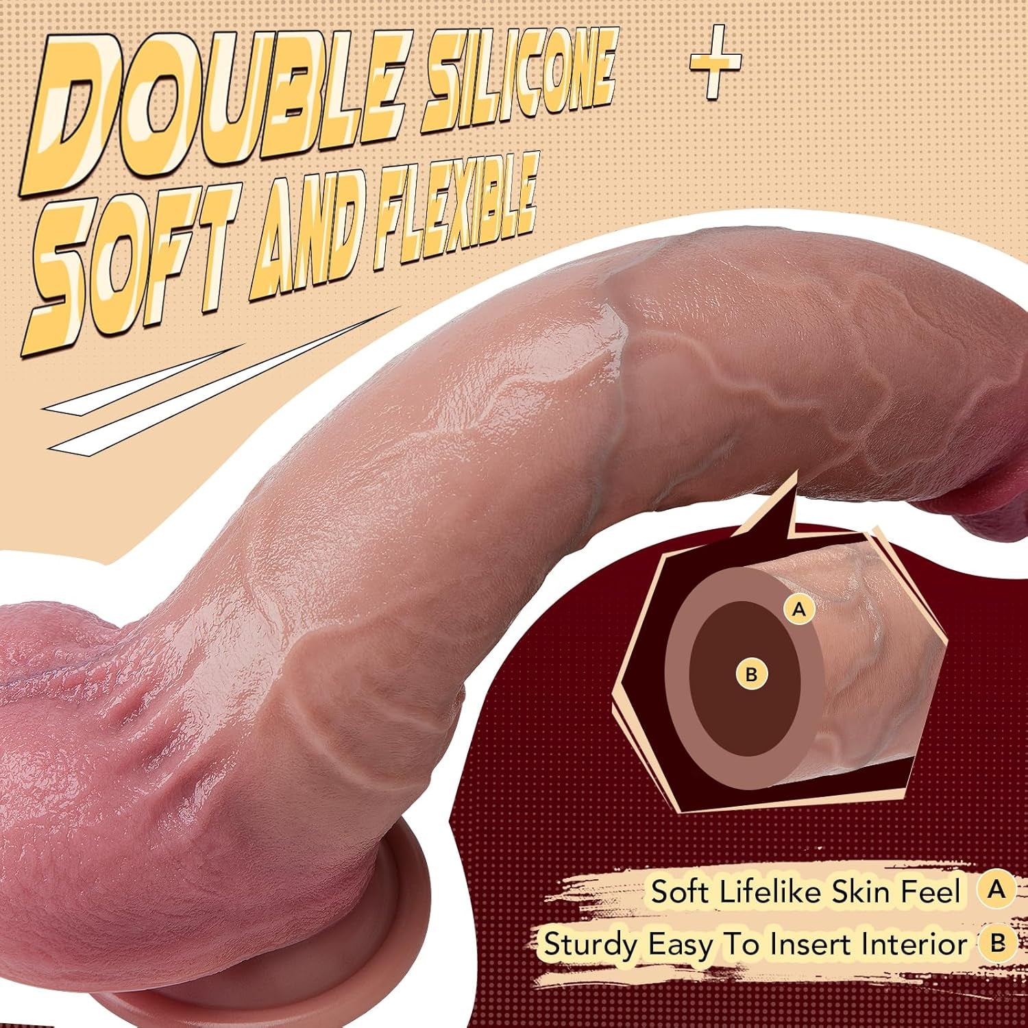 TrueGlide 10.7” Foreskin Dildo Silicone Suction