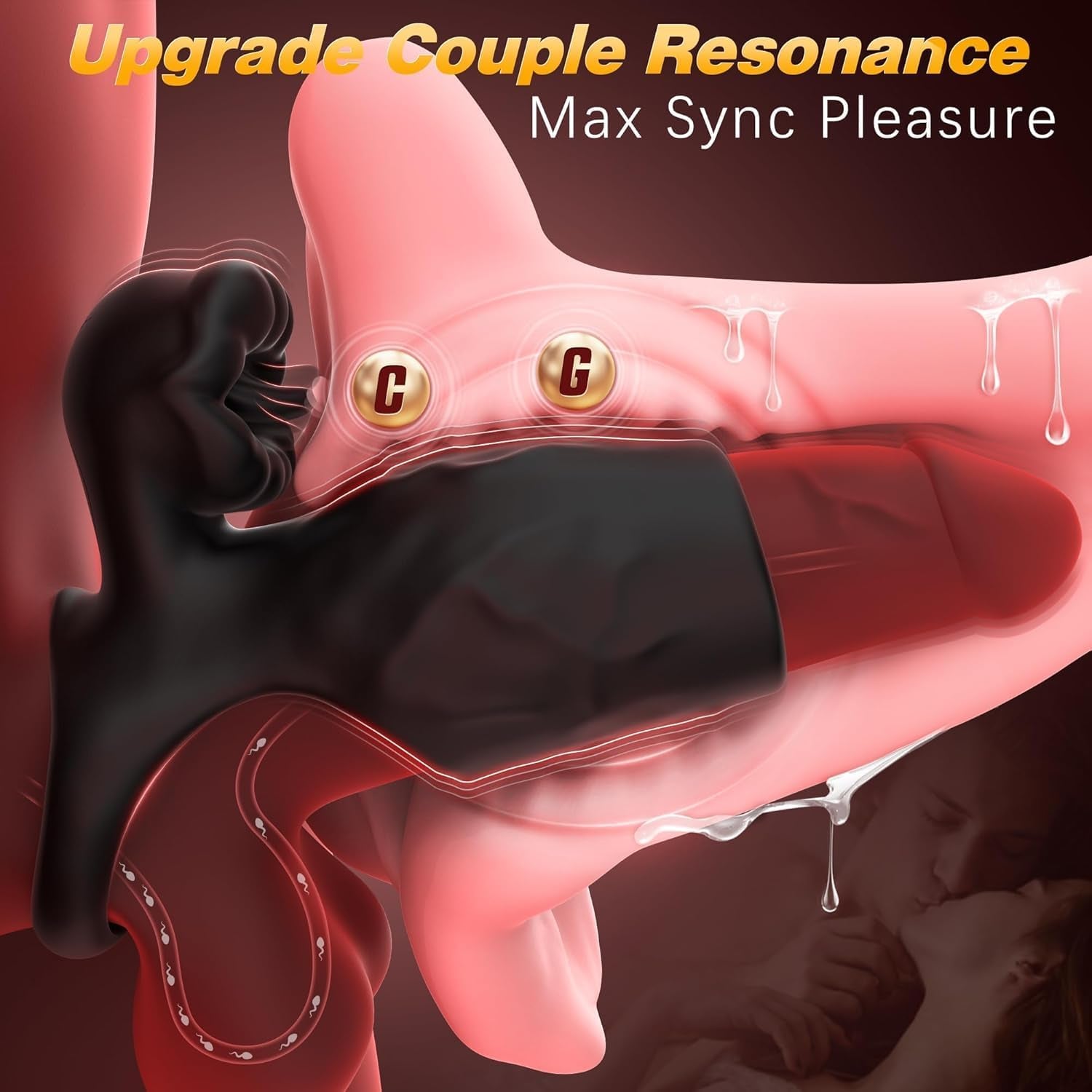 TongueShock Vibrating Cock Sleeve with Clit Stimulator