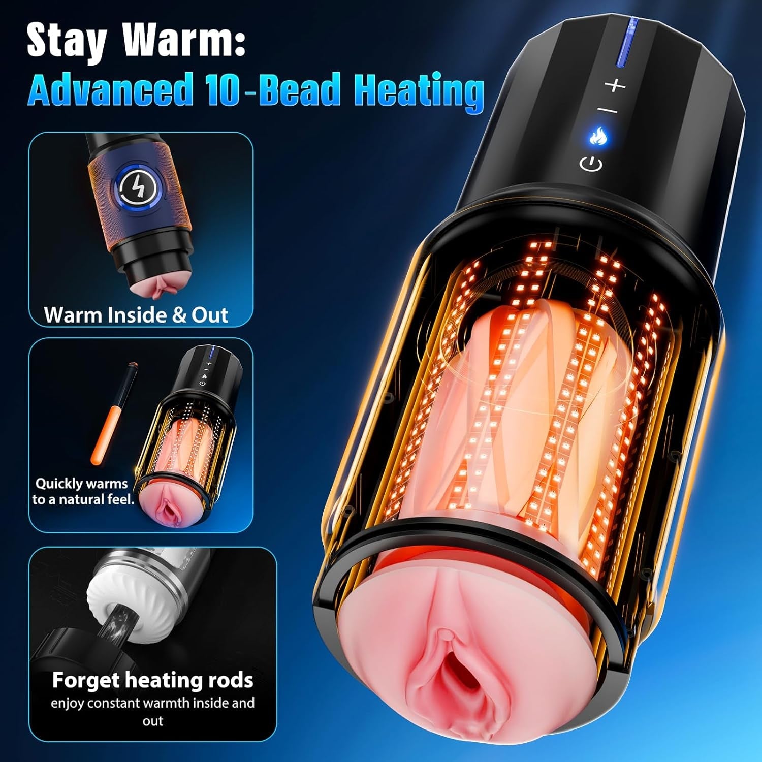 SynchroHeat AI App Thrusting Heated Pocket Pussy Stroker