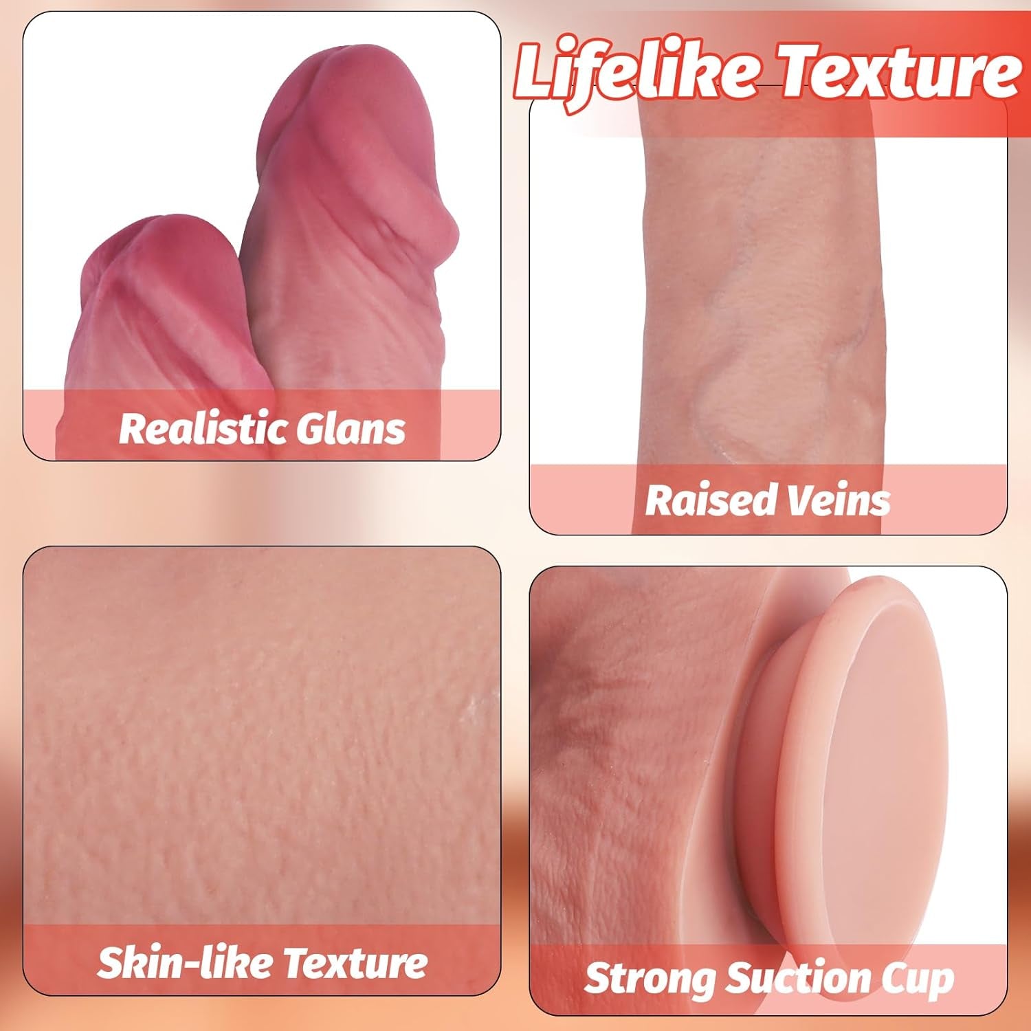 DualGrip 10.8” Double-Ended Dildo Suction Cup Silicone