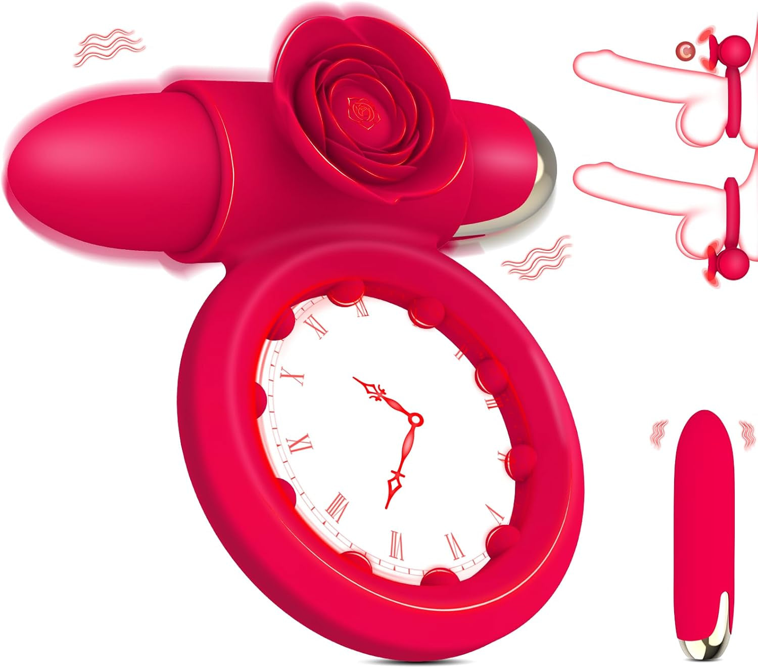CrimsonPetal Red Cock Ring Bullet Vibrator Clit Stimulator
