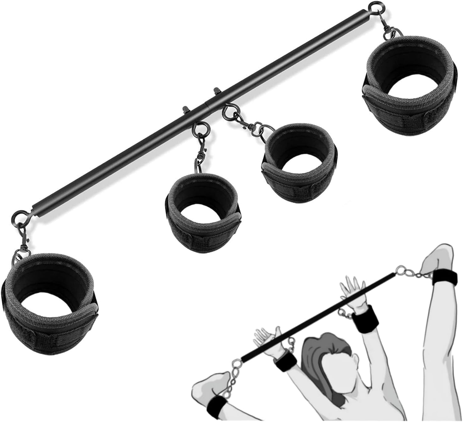 FlexBound Adjustable Spreader Bar BDSM Set with Cuffs