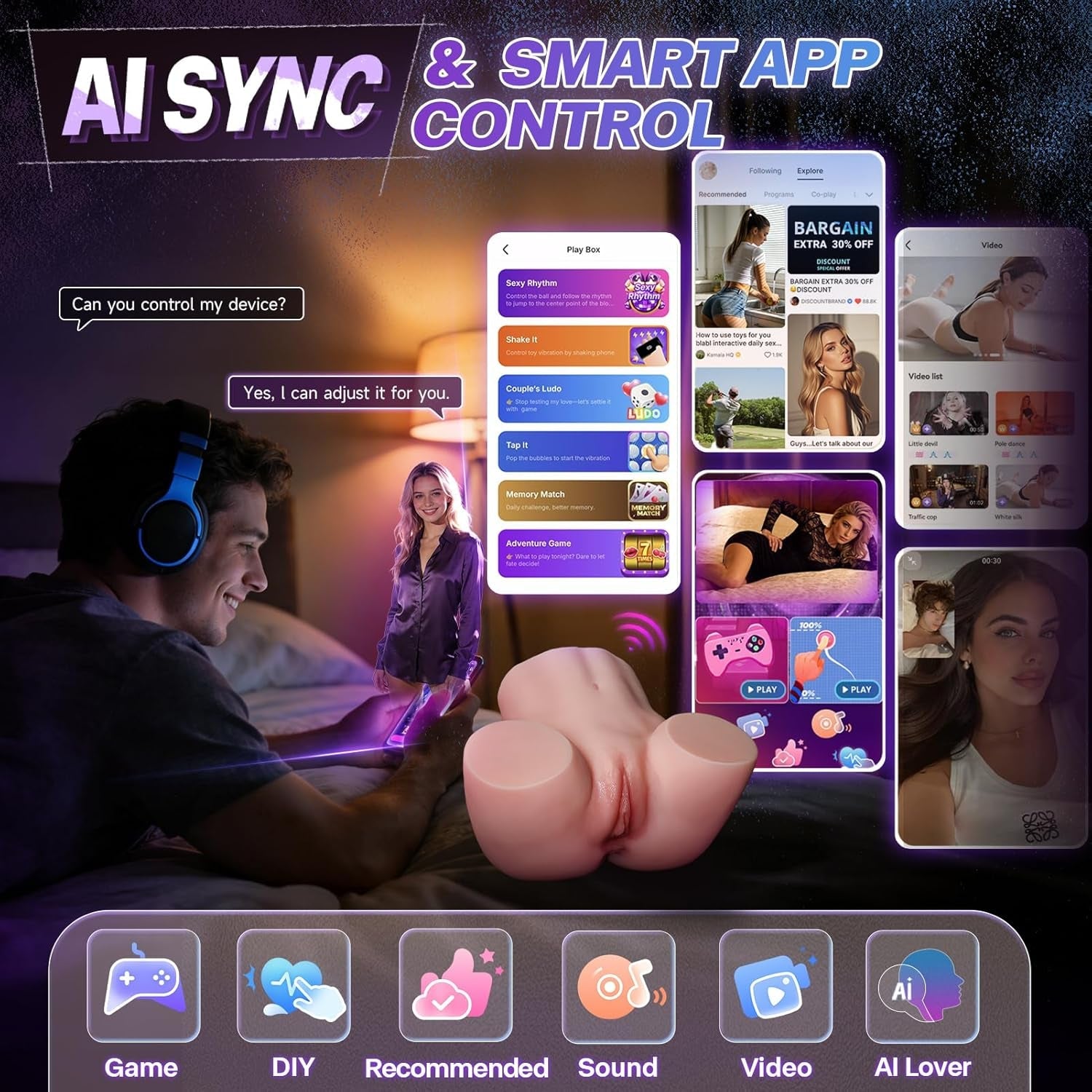 VantaCore AI Sync Male Masturbator App Voice Control