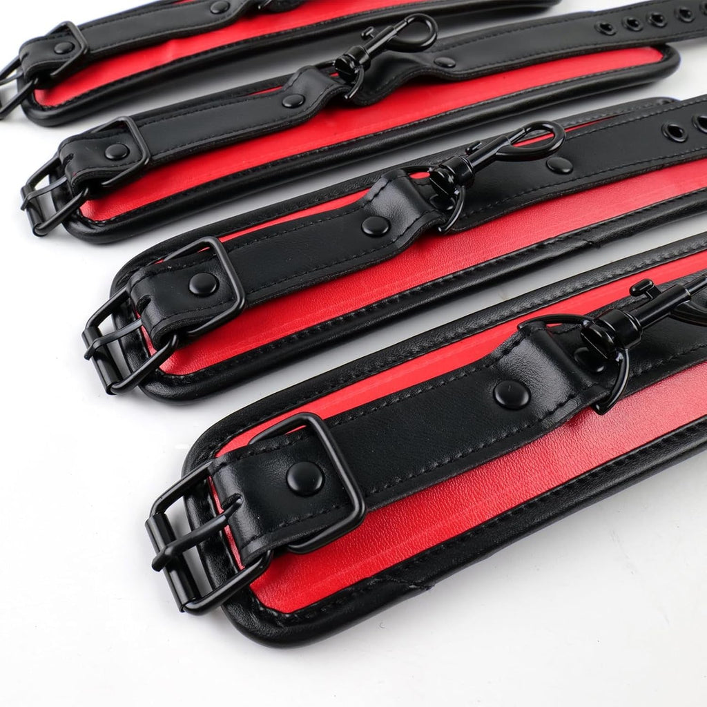DualTone Red Black Spreader Bar with Furry Straps