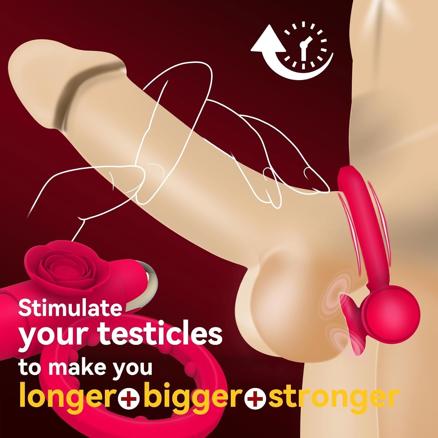 CrimsonPetal Red Cock Ring Bullet Vibrator Clit Stimulator