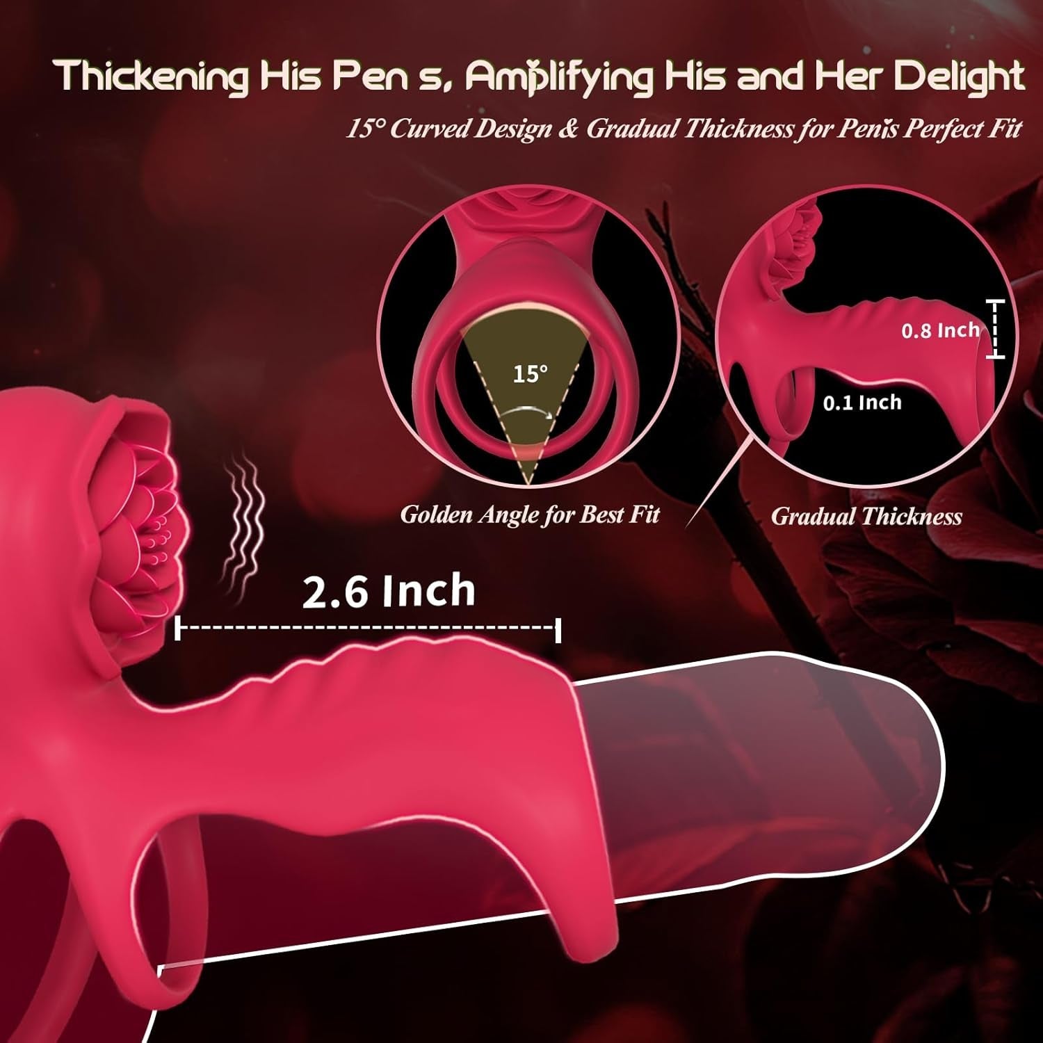 TriLock Cock Ring Extender Clit G-Spot Vibrator 9 Modes
