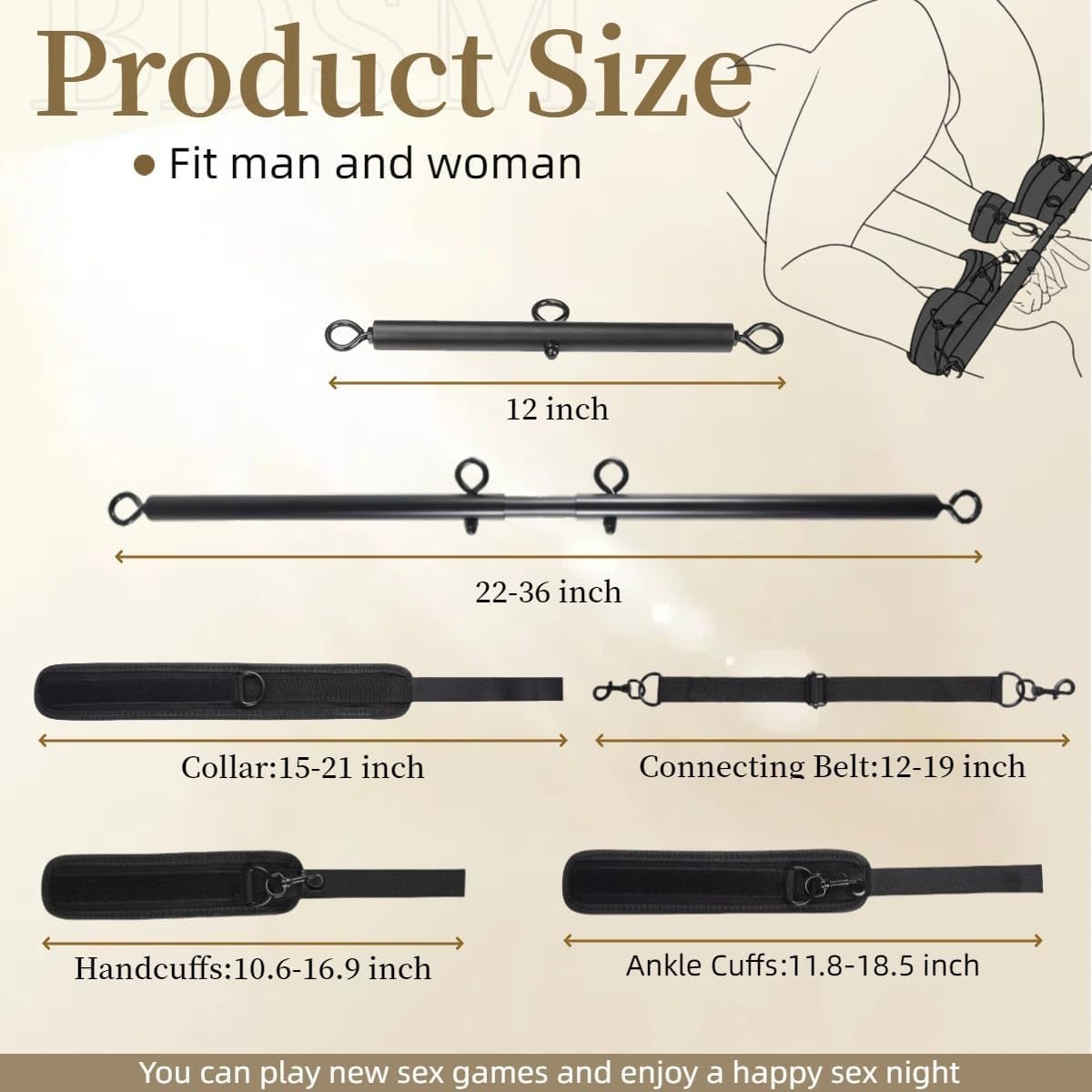 SteelBound Dual Spreader Bar BDSM Kit with Collar & Cuffs
