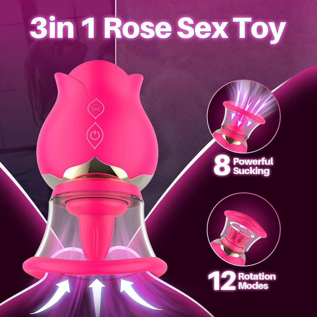 TriBrush Clit Sucker Vibrator 3 Brush Heads 12 Modes