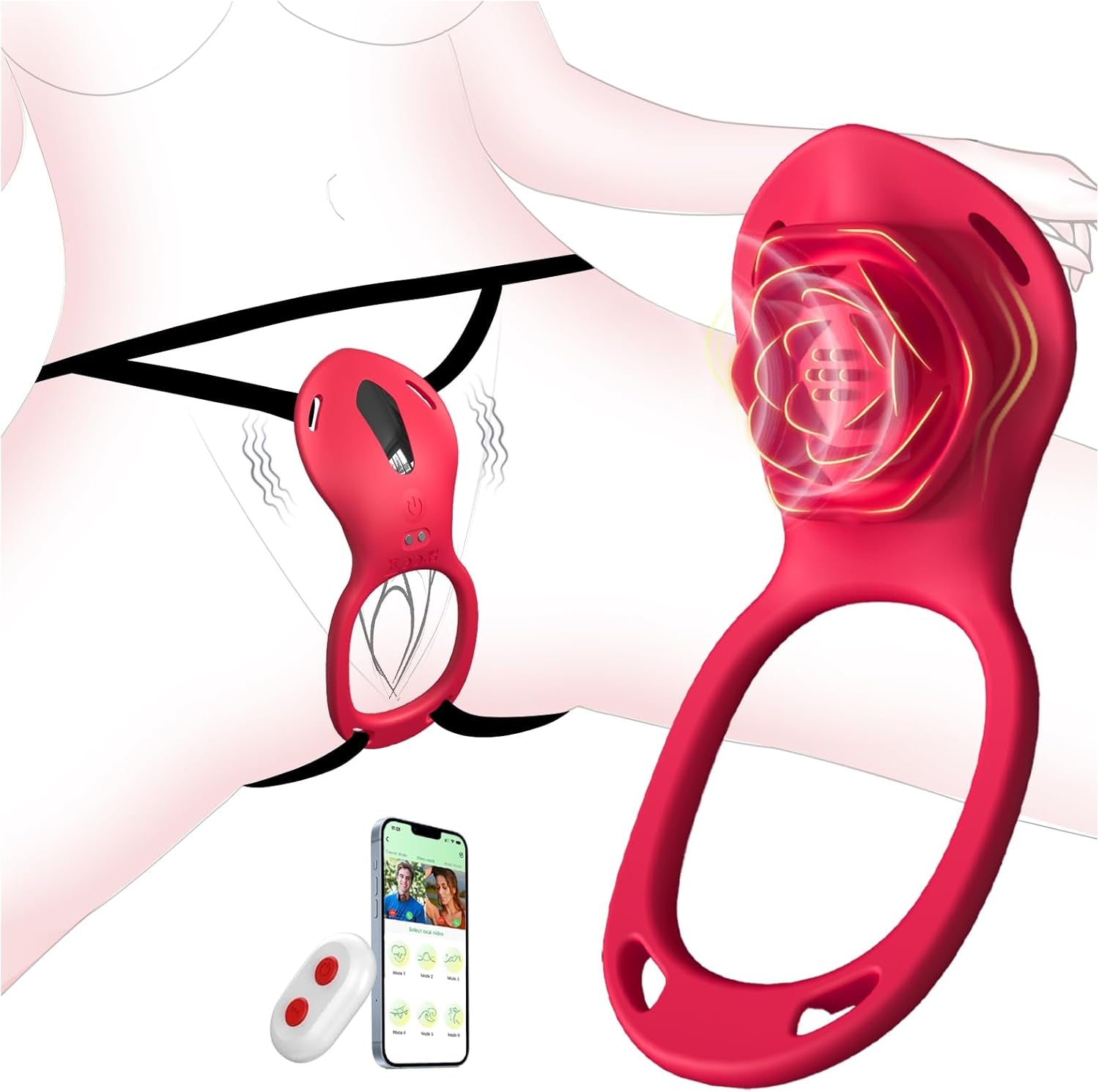 BloomControl Wearable Cock Ring Clit Stimulator App Remote