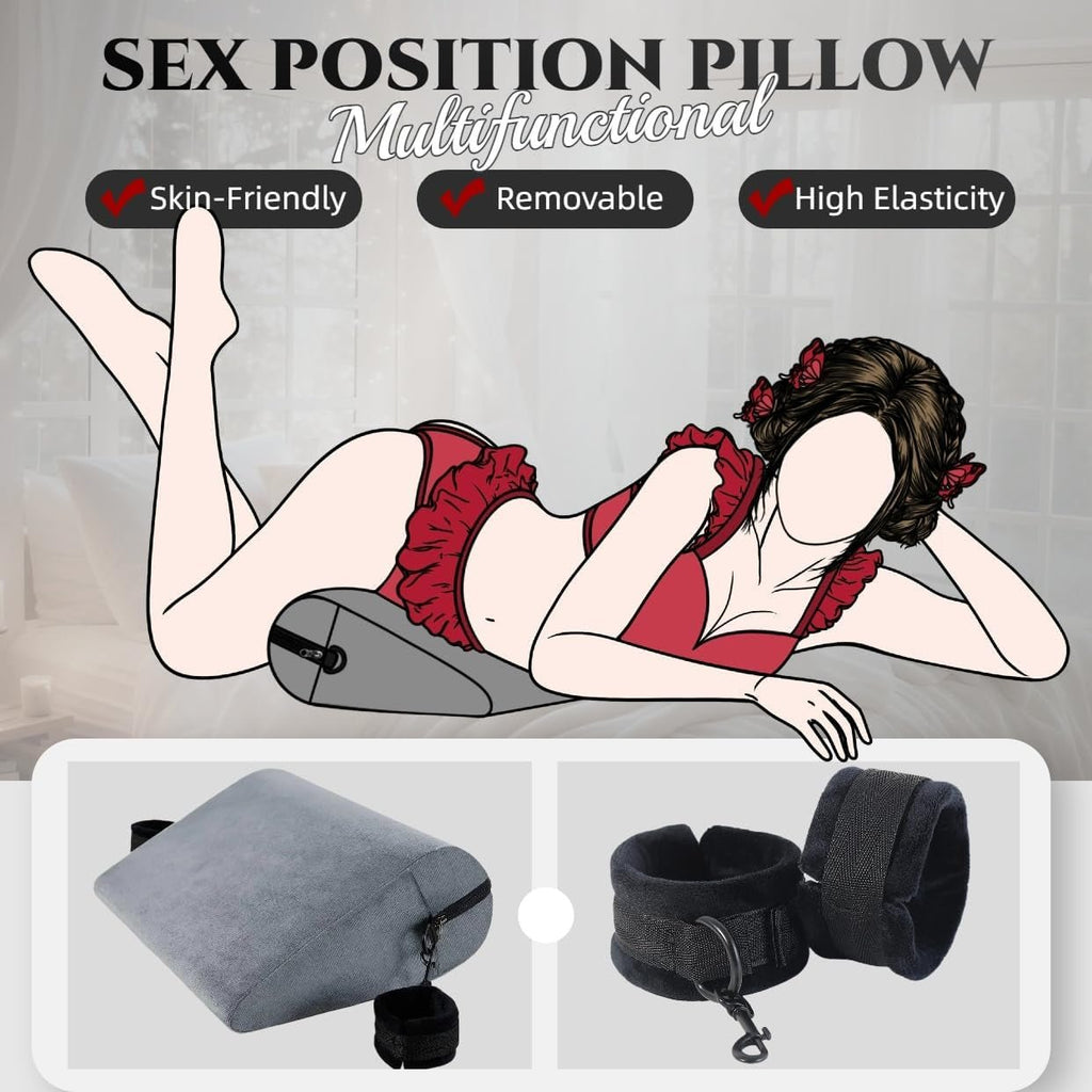 CoreBond Foam Positioning Wedge Pillow with Handcuffs Set