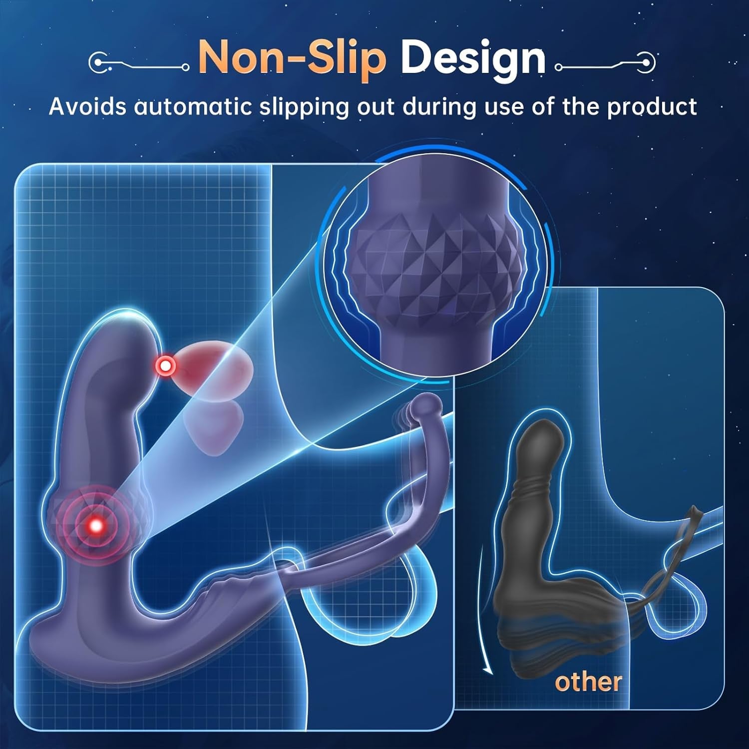 ThrustCore Thrusting Prostate Massager Cock Ring 7 Modes Remote Waterproof