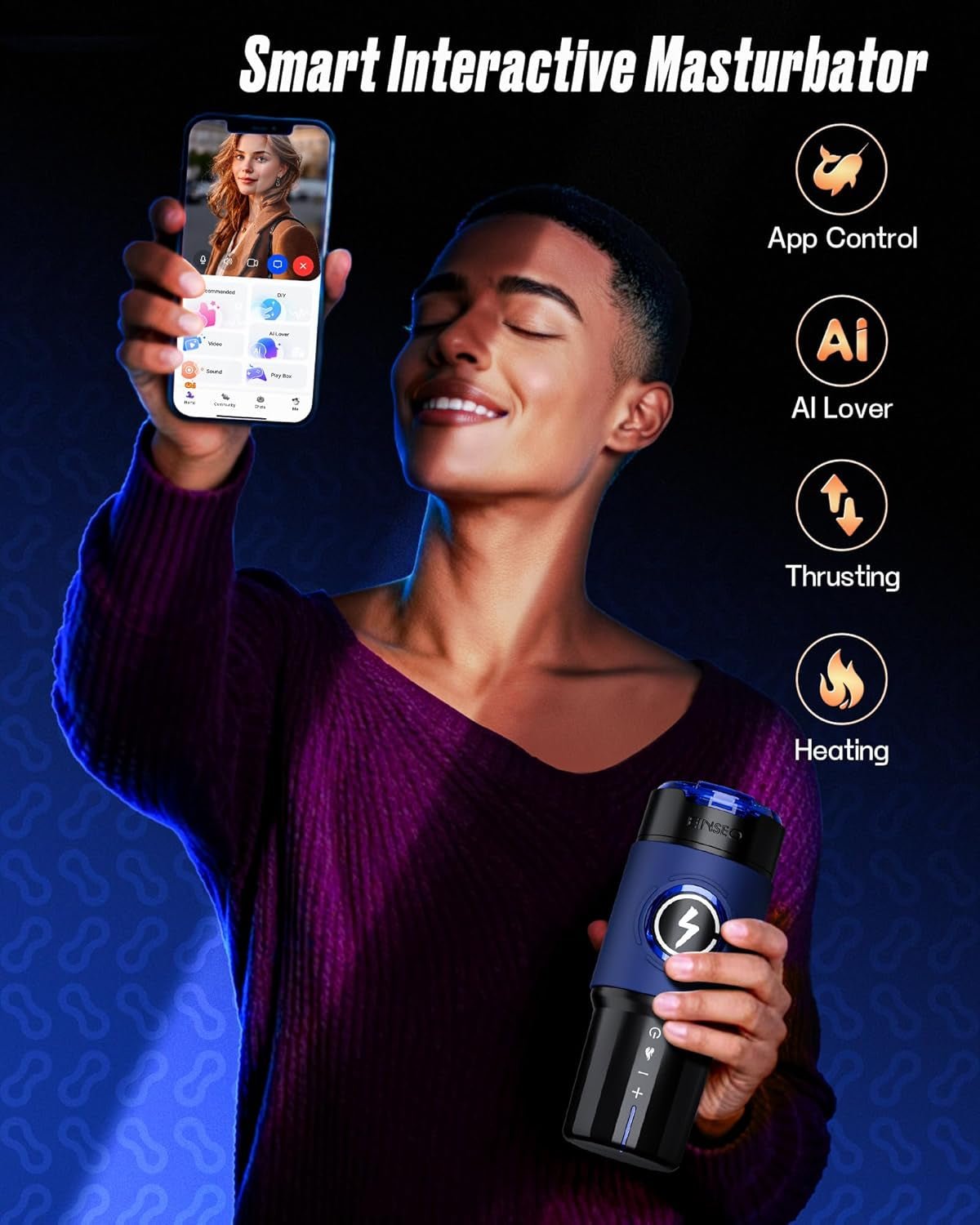SynthaCore AI App Controlled Thrusting Pocket Pussy 3 Sleeves