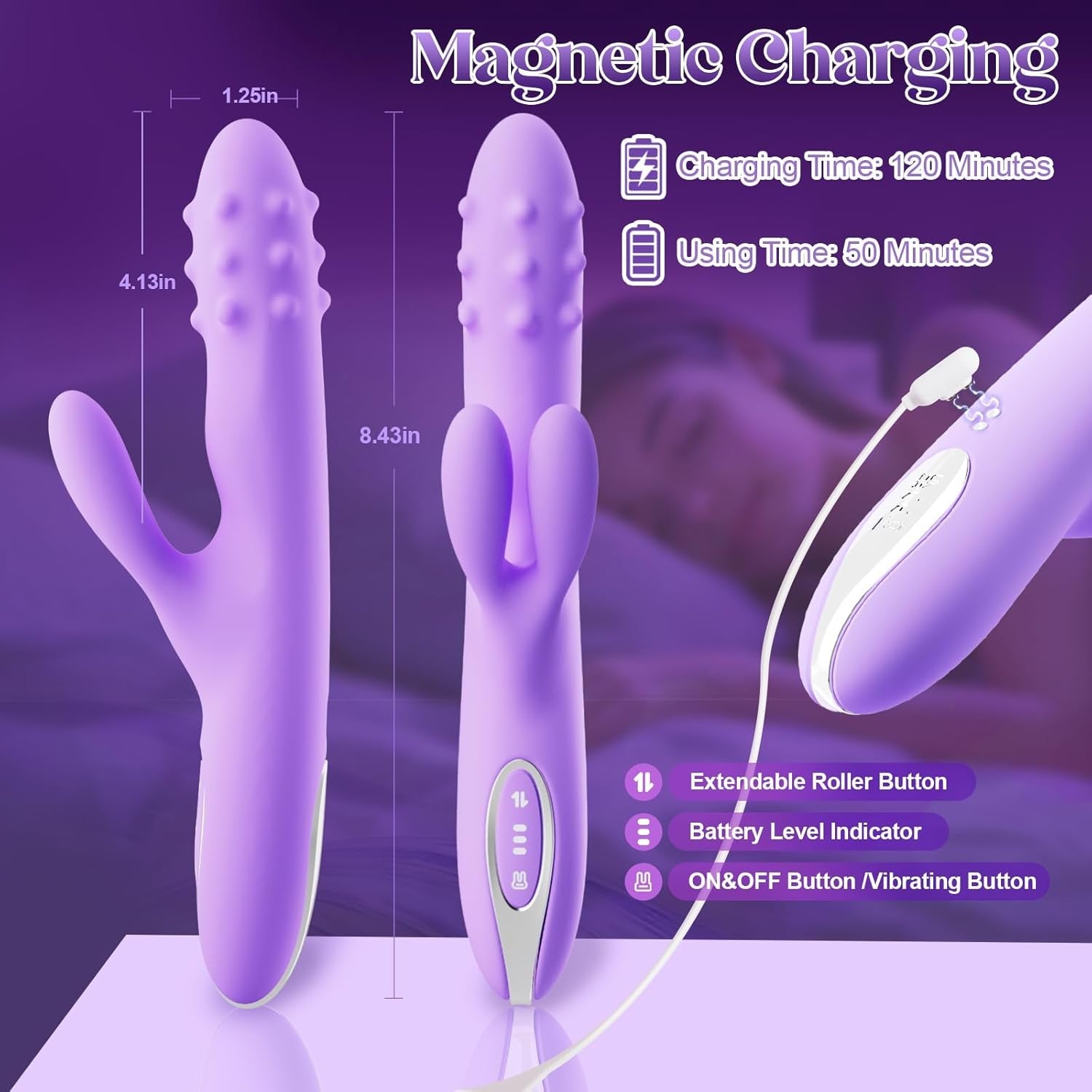 OrbitBead 360° Beads Thrusting Rabbit Vibrator 10 Modes Silicone