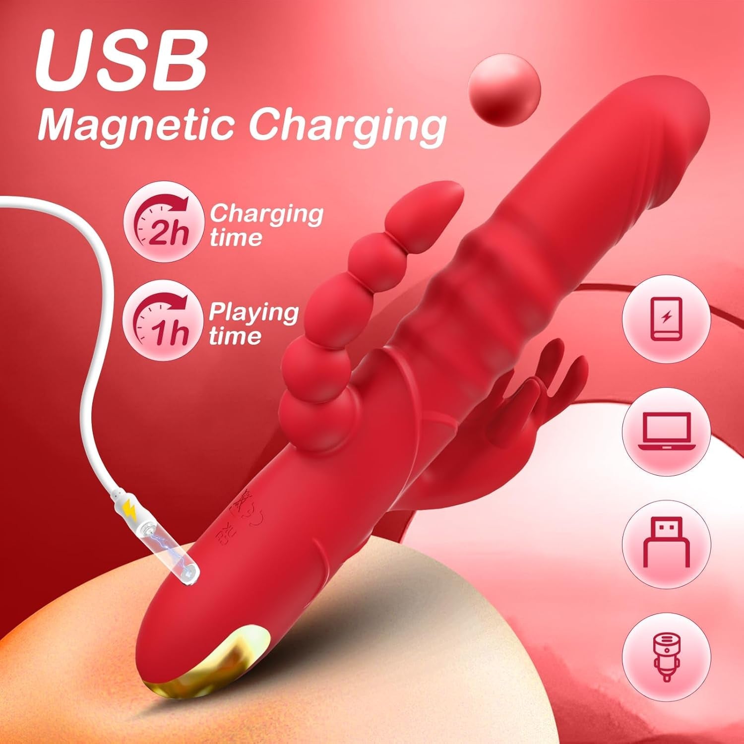 QuadraCore 4-in-1 Thrusting Rabbit Vibrator 3 Thrust 10 Modes