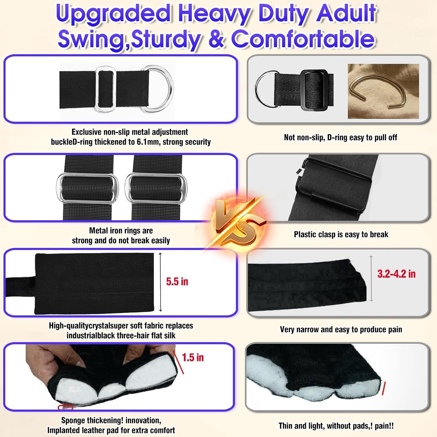 TitanLuxe Heavy Duty 800lb Sex Swing Adjustable