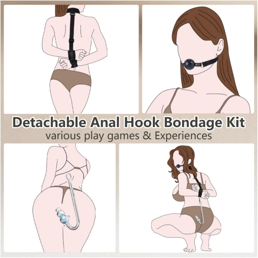 VibeBound Vibrating Anal Hook Neck Wrist Bondage