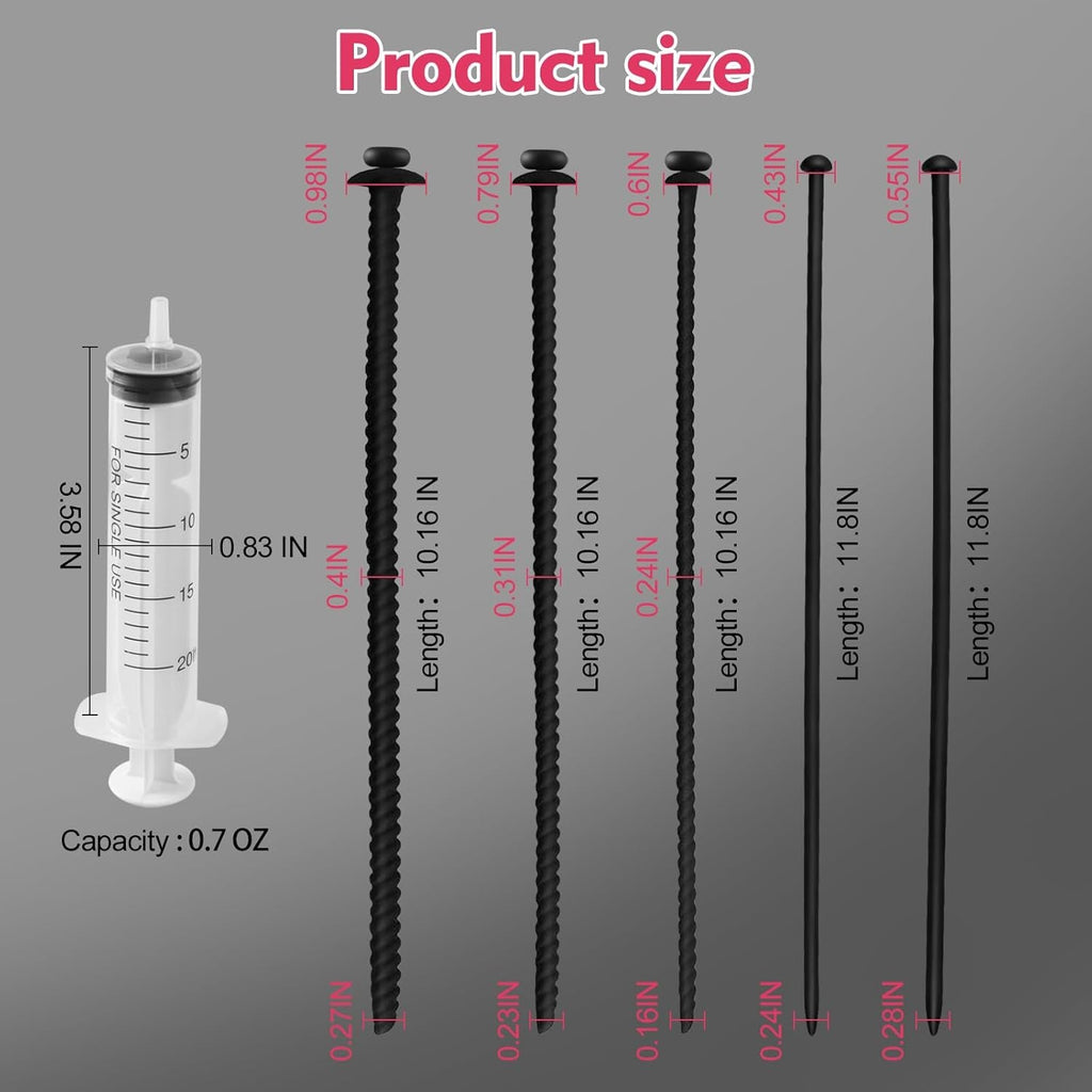DualPath 5PCS Urethral Sounds Silicone Dilator Set