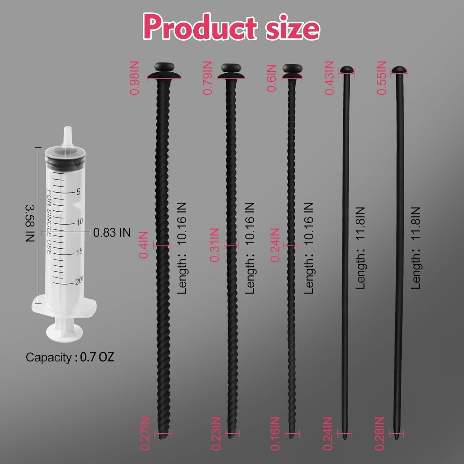 DualPath 5PCS Urethral Sounds Silicone Dilator Set