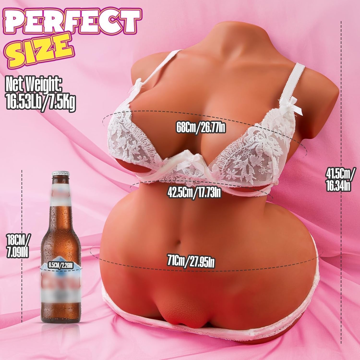 CurveyFlex 16LB Realistic Sex Doll Torso | Dual Channel Design