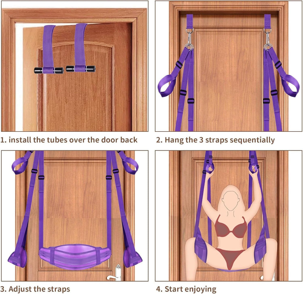 VelouraX Door Sex Swing with Seat & Restraints (Purple)