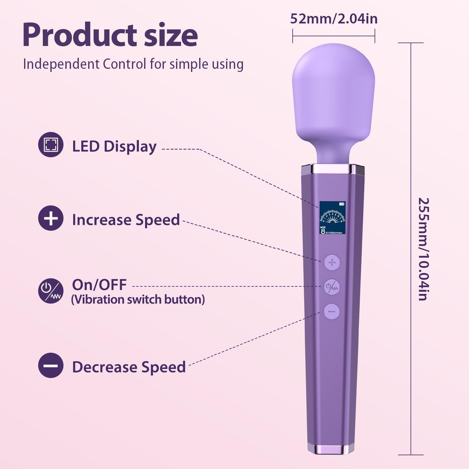 AuraStrike Wand Vibrator Waterproof 8 Modes Rechargeable