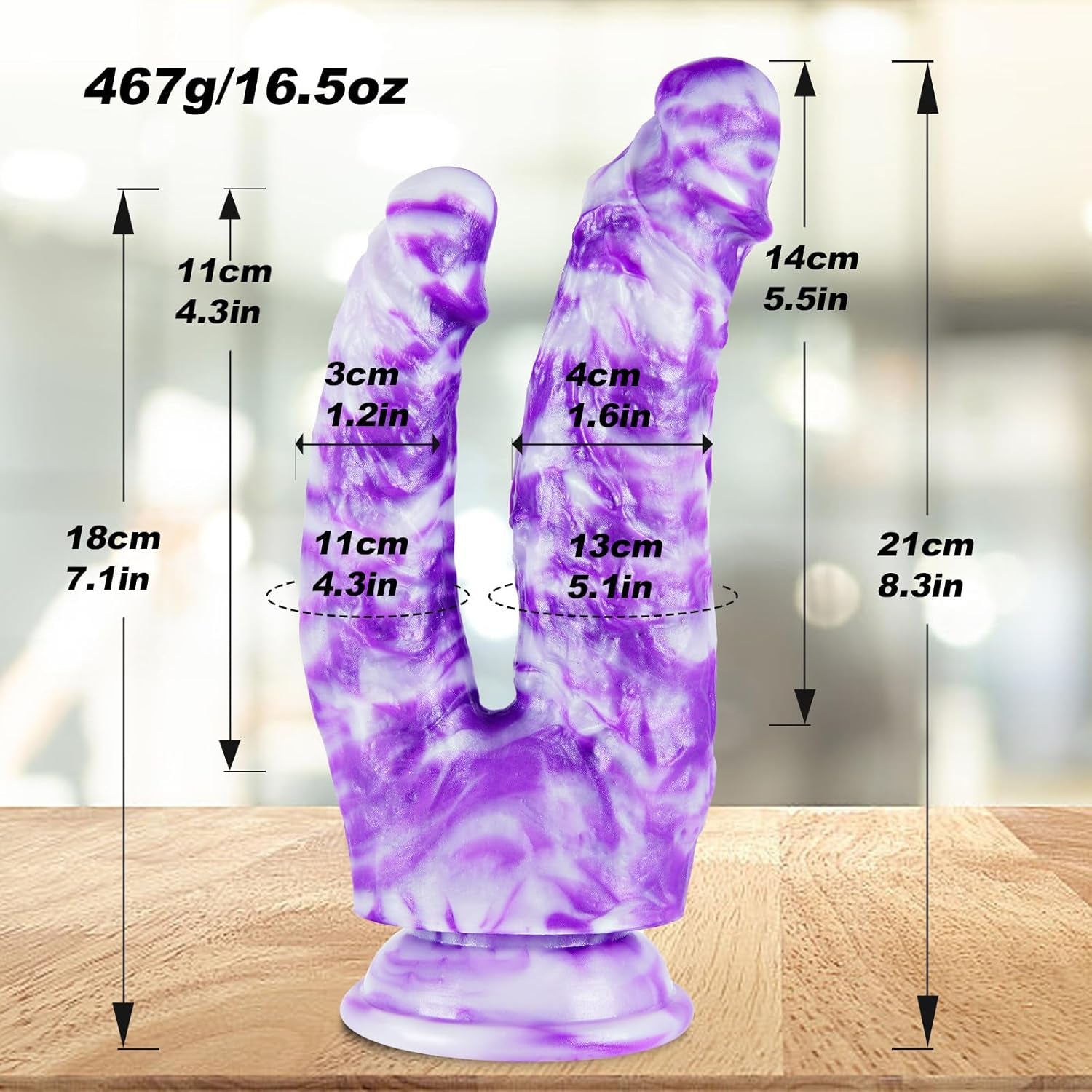 DualNovaX 8” Double-Ended Dildo Suction Cup Silicone Toy