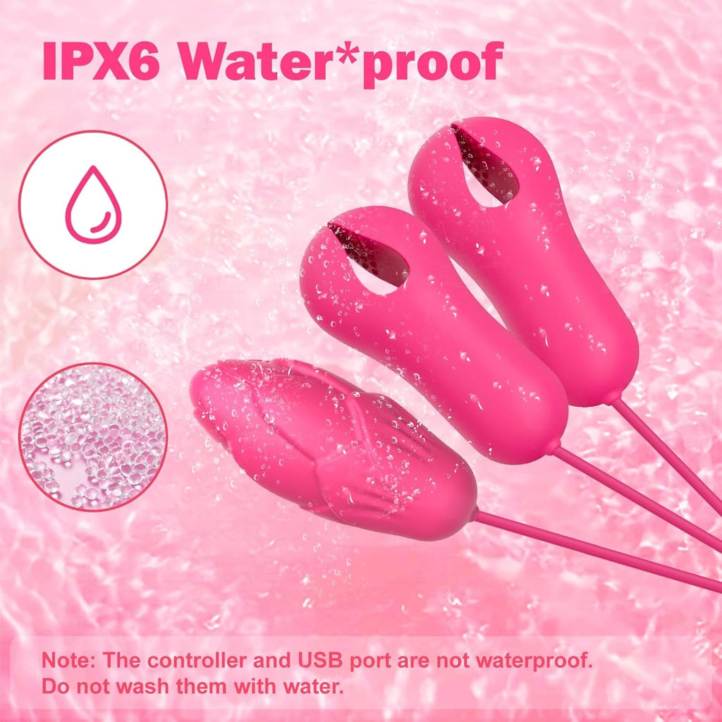 VelouraBloomX Nipple Clamps + Egg Vibrator 10 Modes Set