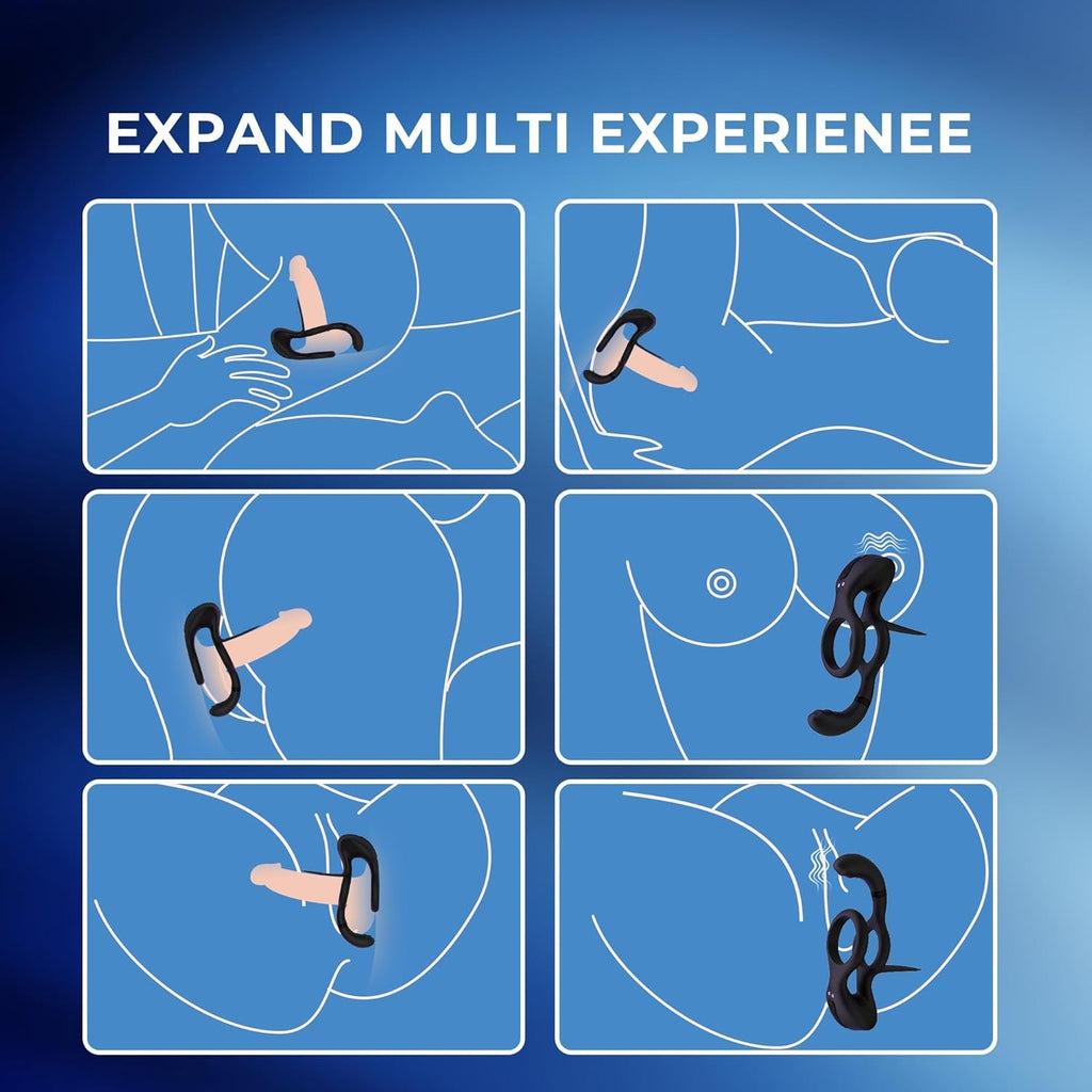 CoreSyncX 3-in-1 Cock Ring Clit Stimulator 9 Modes Remote