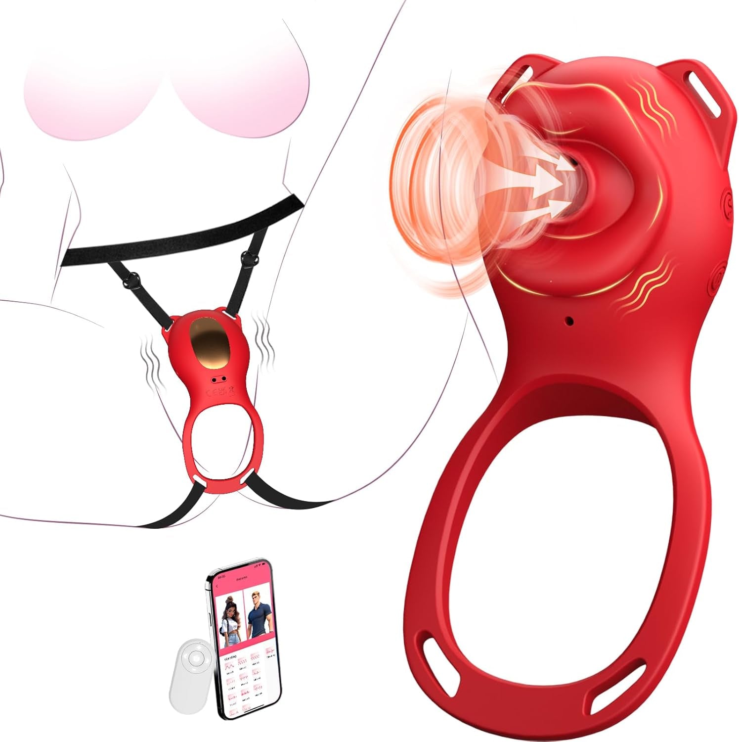 AeroPetal Clit Sucker Cock Ring App Remote 7 Modes Waterproof